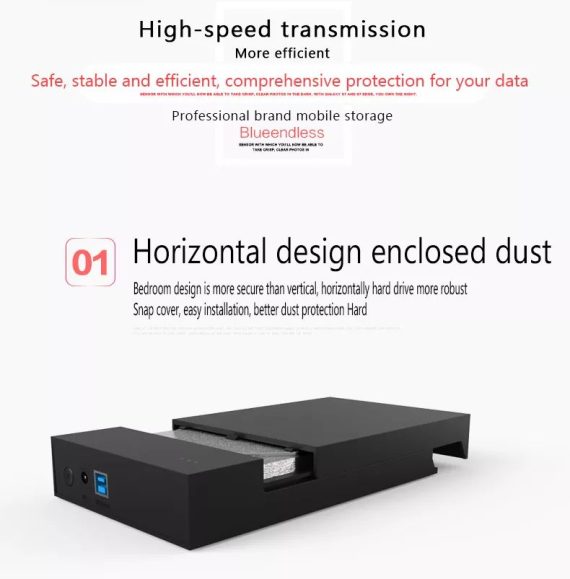 Box USB 3.0 SATA External Hard Drive Case 2.5 and 3.5 Inch Enclosure Caddy HDD SSD