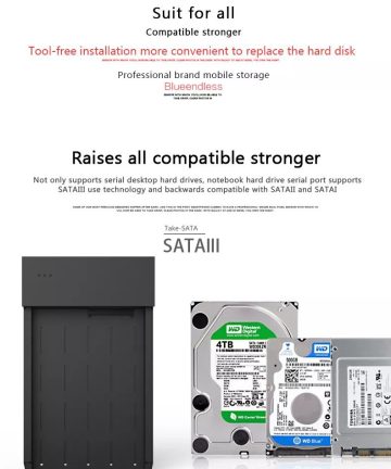 Box USB 3.0 SATA External Hard Drive Case 2.5 and 3.5 Inch Enclosure Caddy HDD SSD