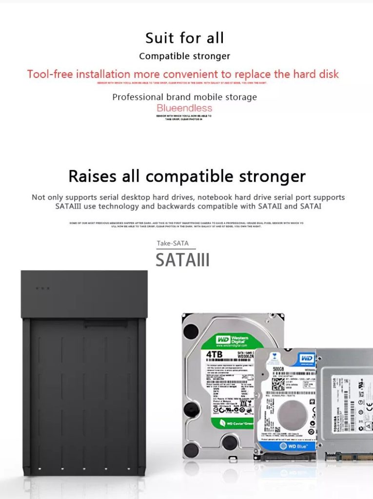 Box USB 3.0 SATA External Hard Drive Case 2.5 and 3.5 Inch Enclosure Caddy HDD SSD