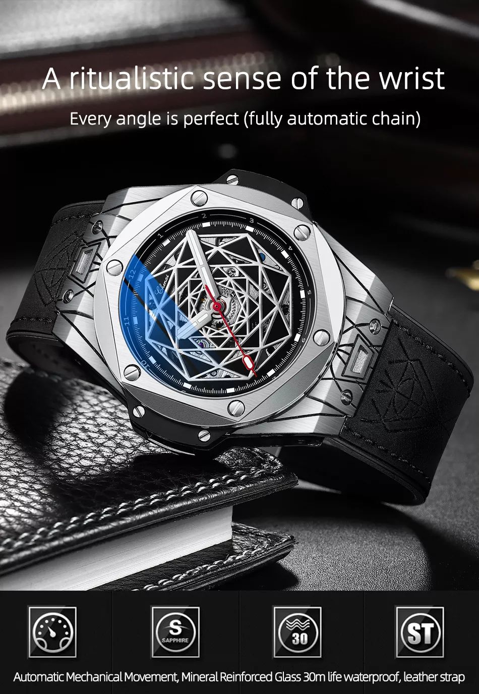 Watch Luxury Waterproof Automatic Wristwatch Mechanical Watch for Man