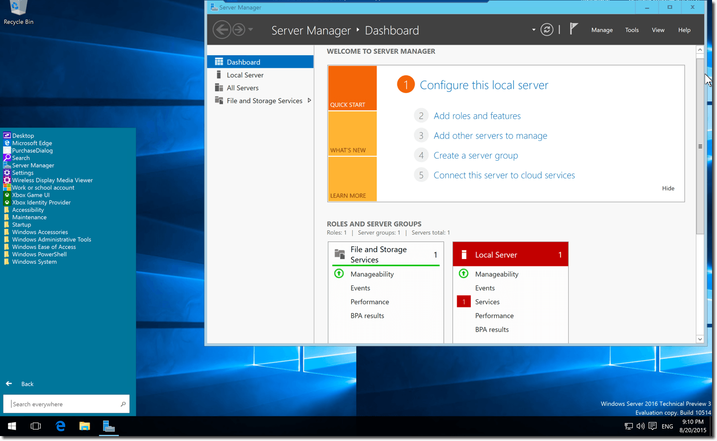 Windows-Server-2016-TP3 Microsoft Windows Server 2019 Standard