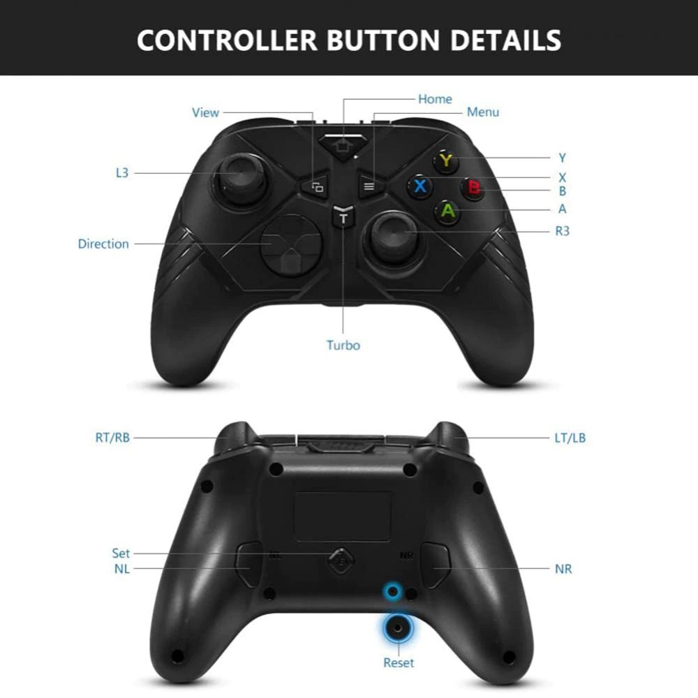 Gamepad Joystick Control For Xbox One/Series x/S/Elite/PSP, Smart Phone Android, Windows 7,8,10 - Rechargeable 2.4GHz Wireless