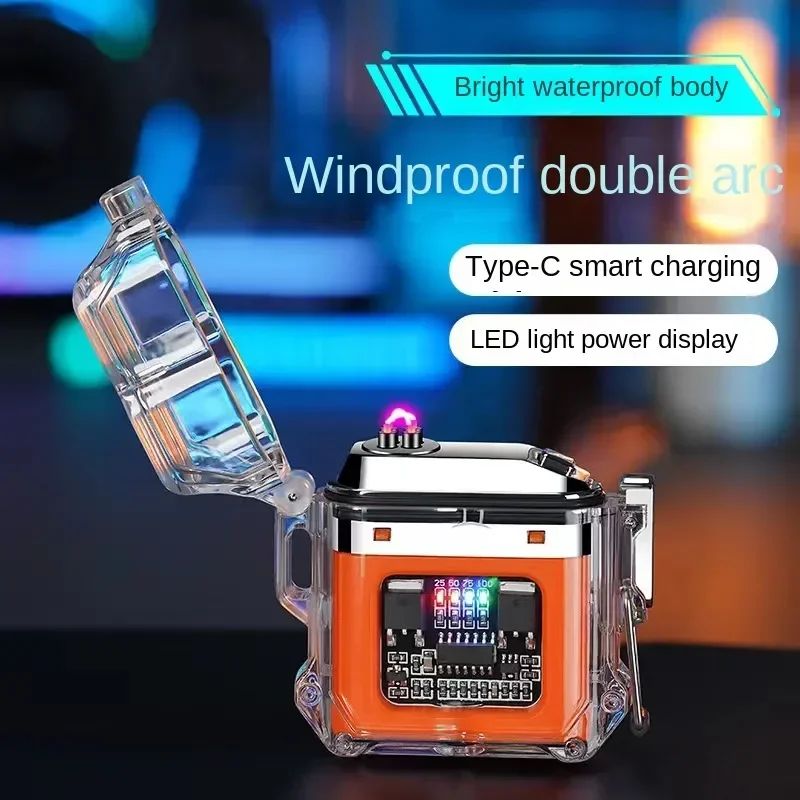 New-Transparent-Shell-Double-Arc-USB-Electronic-Lighter-TYPE-C-Fast-Charge-COB-Lighting-Plasma-Lighter